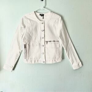 NWT DKNY Zipper Pocket Cargo Pocket Denim Jacket Small White